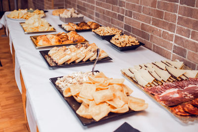 High angle view of food in plate on table