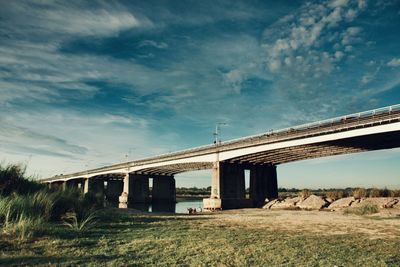 Low angle view of bridge against sky