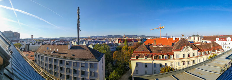 High angle view of buildings in city