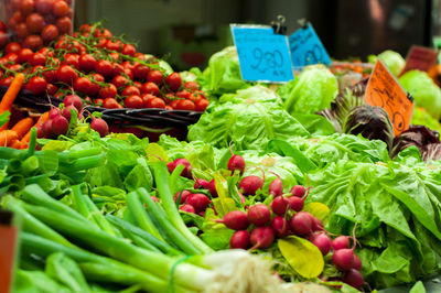 Various fruits for sale at market stall