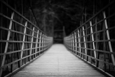 Empty footbridge along footpath