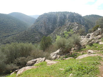 Scenic view of mountains against sky