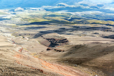 Aerial view of volcanic landscape