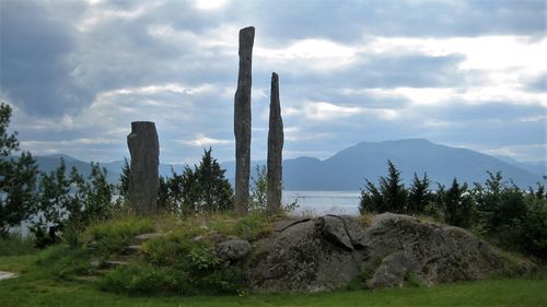 Scenic view of landscape against cloudy sky