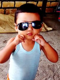 Portrait of cute girl wearing sunglasses