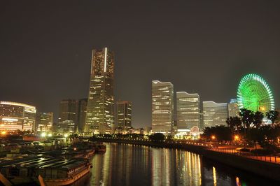 City lit up at night