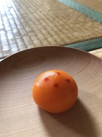 High angle view of orange on table