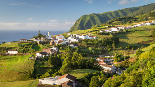 Scenic view of pedreira village in nordeste region on sao miguel island, azores, portugal. 