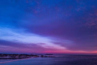 Scenic view of sea against sky at sunset