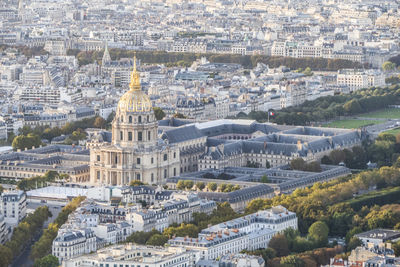 High angle view of buildings in city