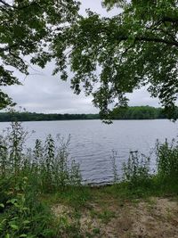 Scenic view of lake against sky