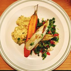 High angle view of meal served in plate