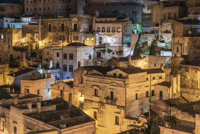 High angle view of buildings in city