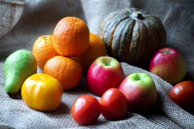 Still life with colorful vegetables and fruits