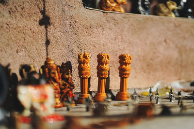 Close-up of candles in temple