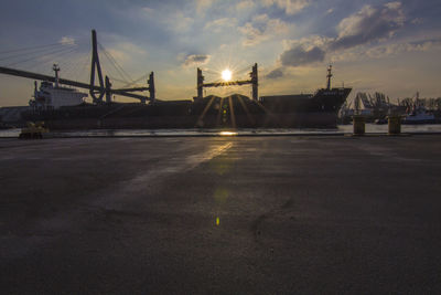 View of airport at sunset