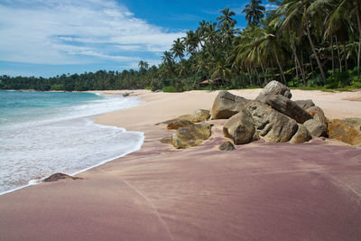 Scenic view of beach against sky