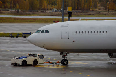 Airplane at airport runway