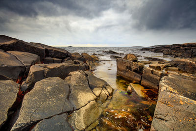 Scenic view of beach against sky