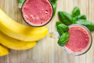 Close-up of fruits in glass on table