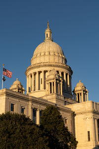 Rhode island state house at golden hour