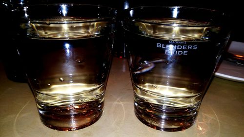 Close-up of beer in glass