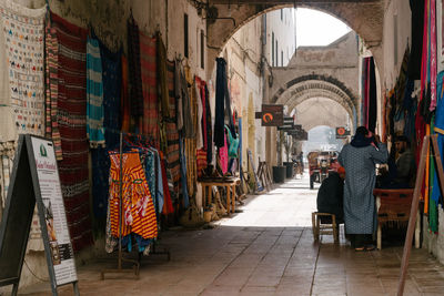 Panoramic shot of market for sale in a building