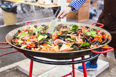 Close-up of meat on barbecue grill