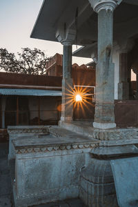 Sunlight streaming through window of building