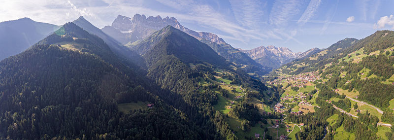 Panoramic view of mountains against sky