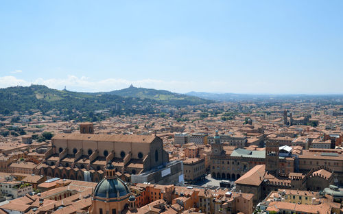 High angle view of townscape against sky