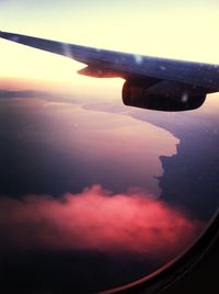 Aerial view of landscape at sunset