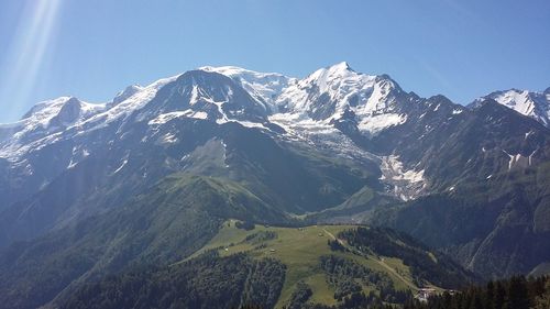 Scenic view of mountains against clear sky