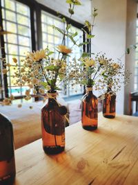 Close-up of bottles on table