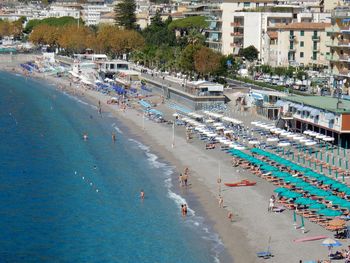 High angle view of people on beach