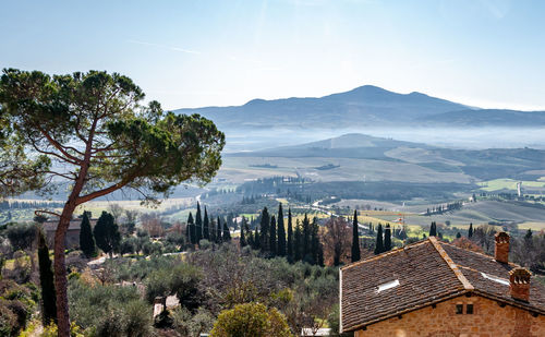 High angle view of townscape against sky