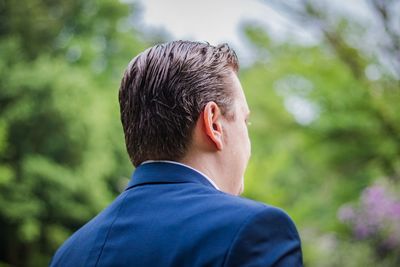 Close-up of man against tree