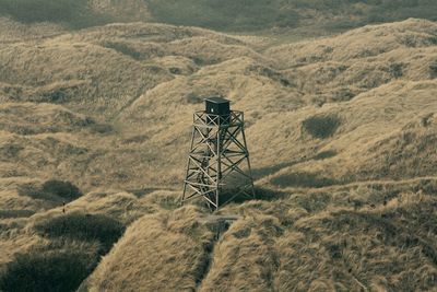 High angle view of lookout tower on land