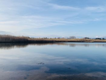 Scenic view of lake against sky