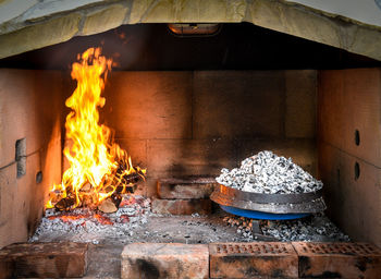 Close-up of fireplace