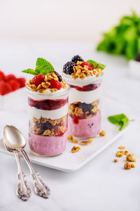 Close-up of dessert on table