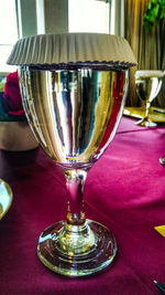 Close-up of beer in glass on table