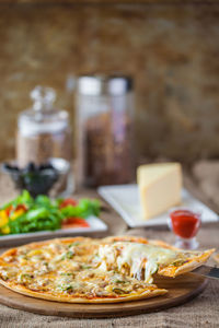 Close-up of food in plate on table