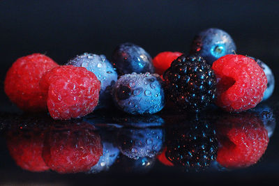 Close-up of strawberries on table