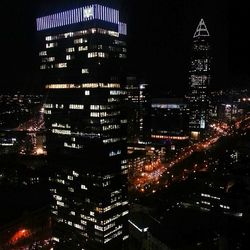 Illuminated cityscape at night