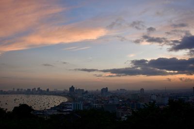 Buildings against sky during sunset