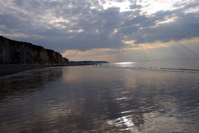 Scenic view of sea against sky at sunset
