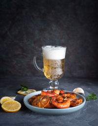 Glass of juice on table