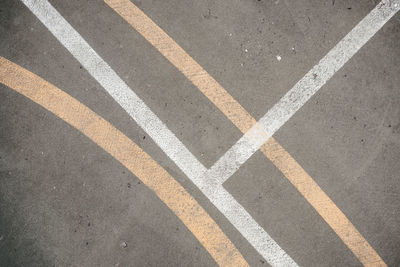 High angle view of zebra crossing on road