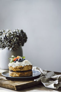 View of cake on table